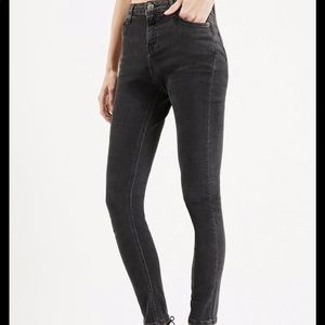 Topshop Washed Black Jamie Moto Jeans